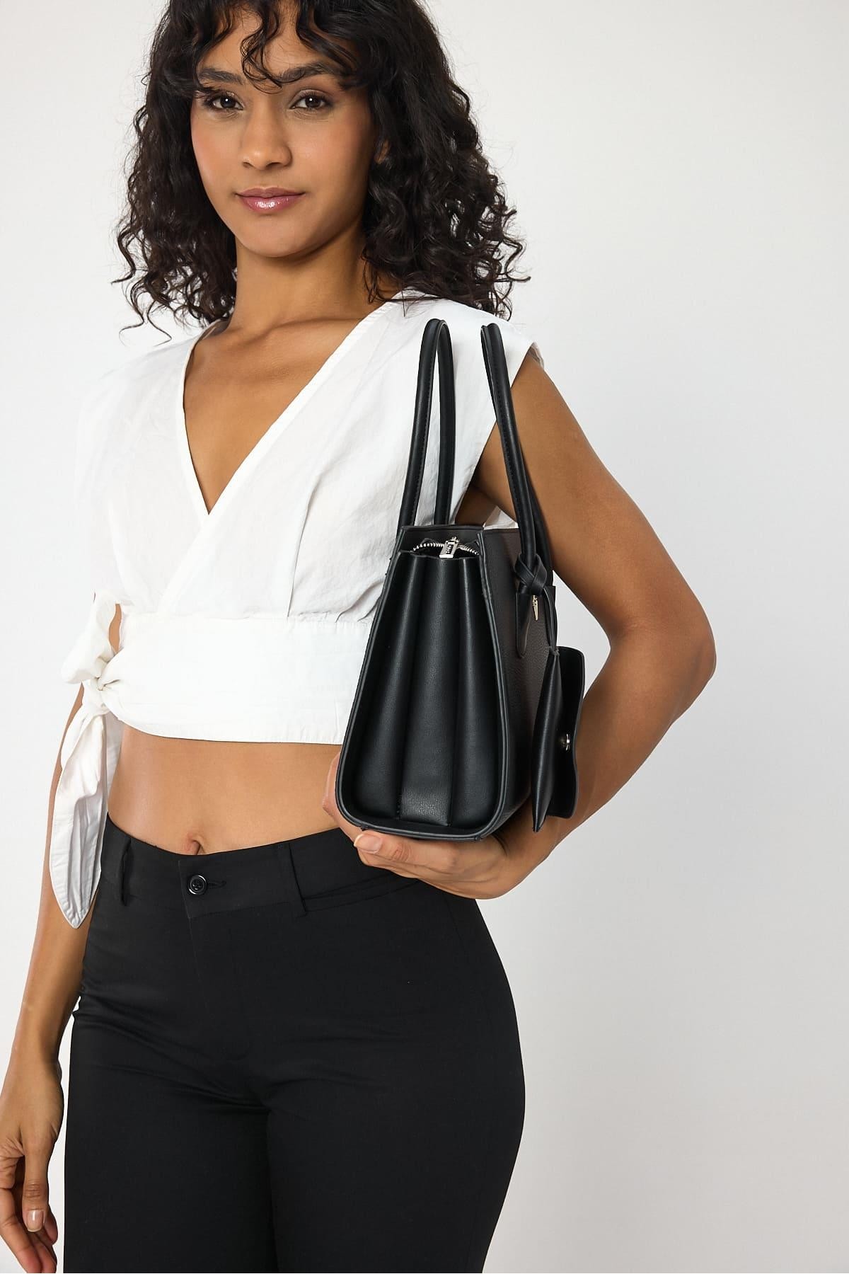 Elena Black Flotr Pattern Women's Shoulder Bag