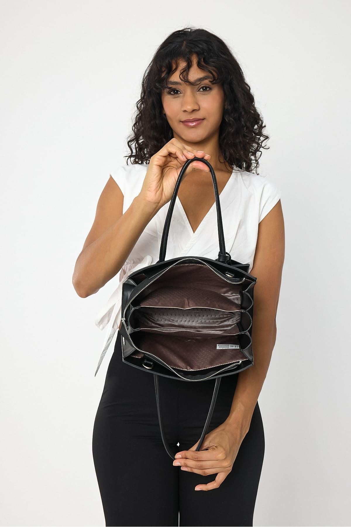Elena Black Flotr Pattern Women's Shoulder Bag