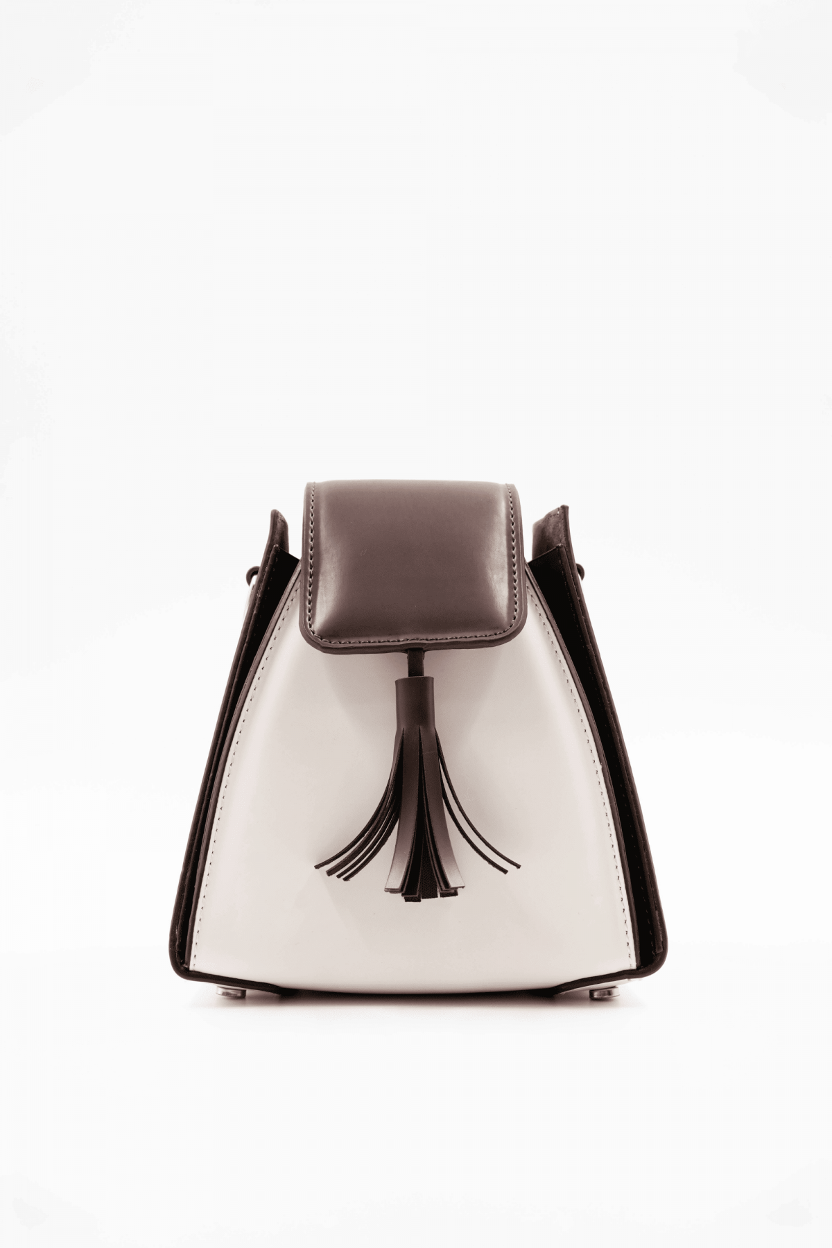 Pyramid Brown Women's Handbag with Ring Accessory Detail