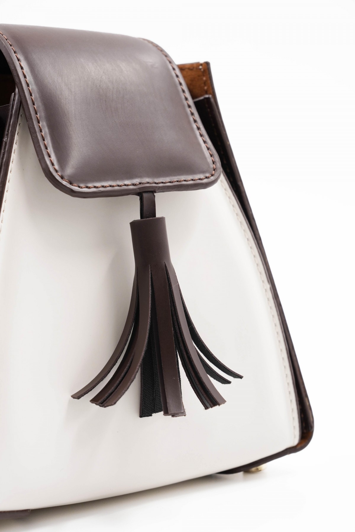 Pyramid Brown Women's Handbag with Ring Accessory Detail