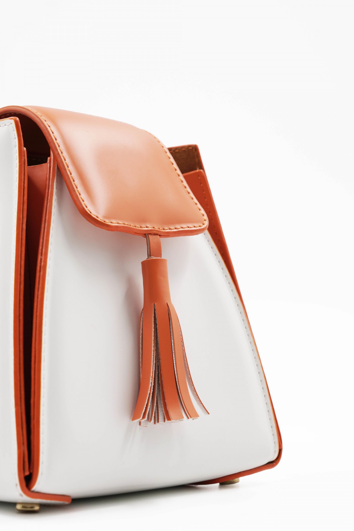Pyramid Orange Ring Accessory Detailed Women's Handbag