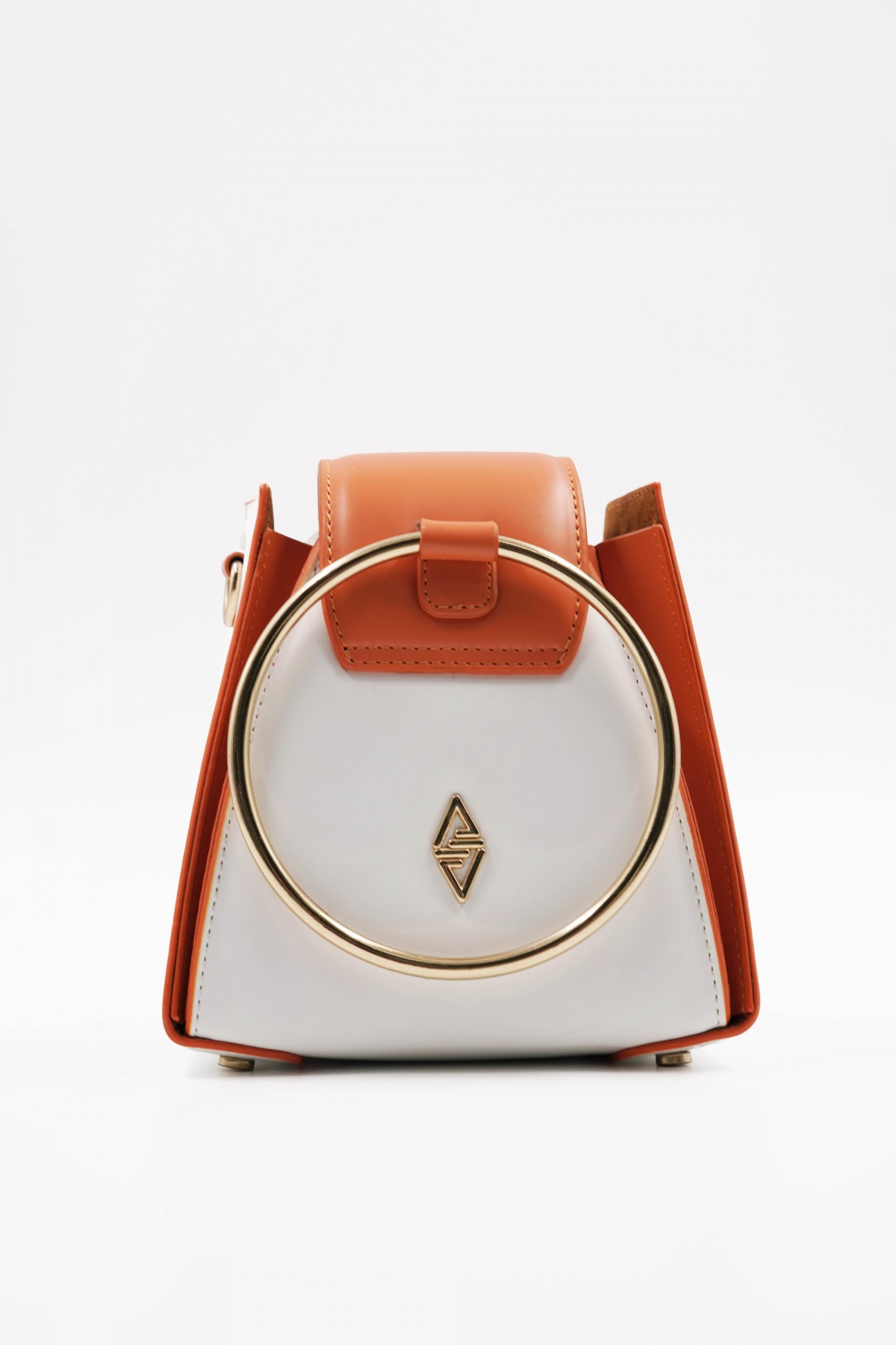 Pyramid Orange Ring Accessory Detailed Women's Handbag