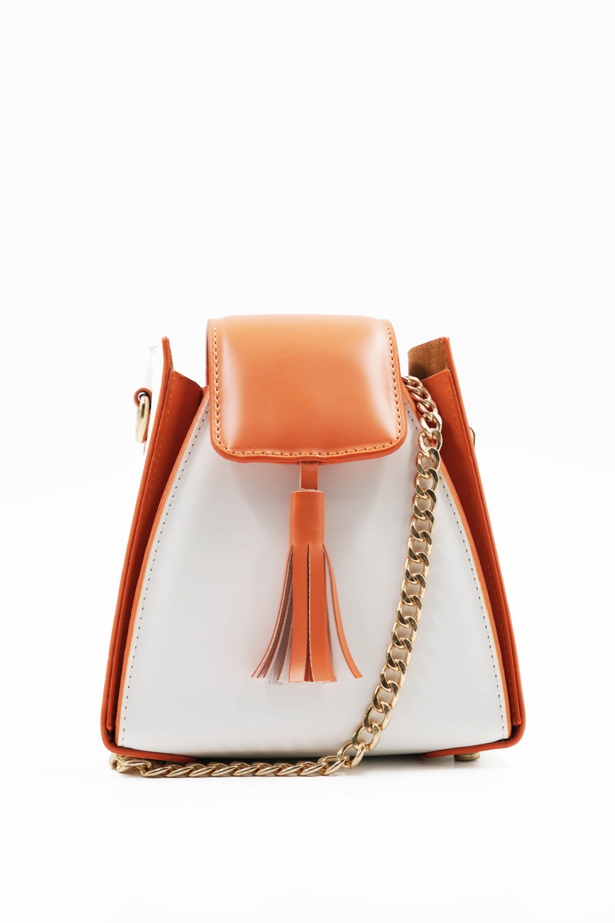 Pyramid Orange Ring Accessory Detailed Women's Handbag