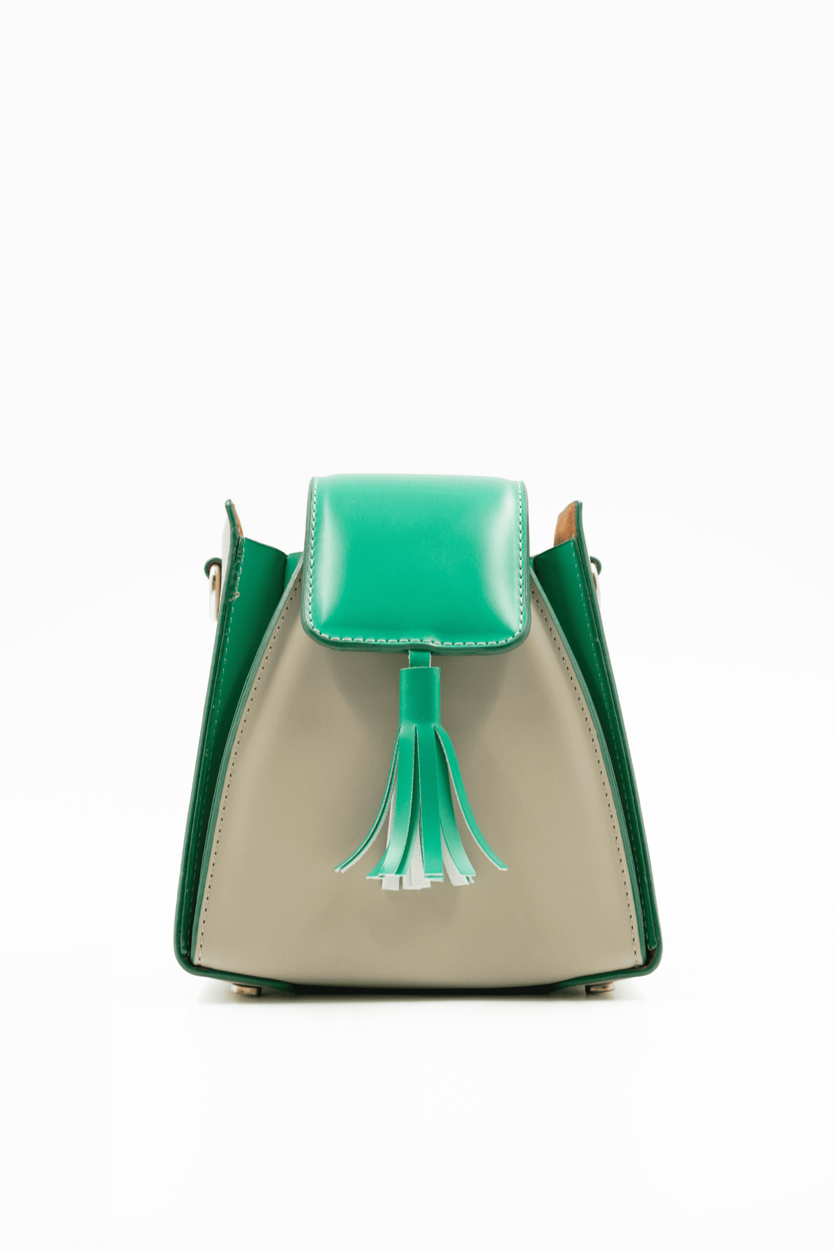 Pyramid Grass Green Women's Handbag with Ring Accessory Detail