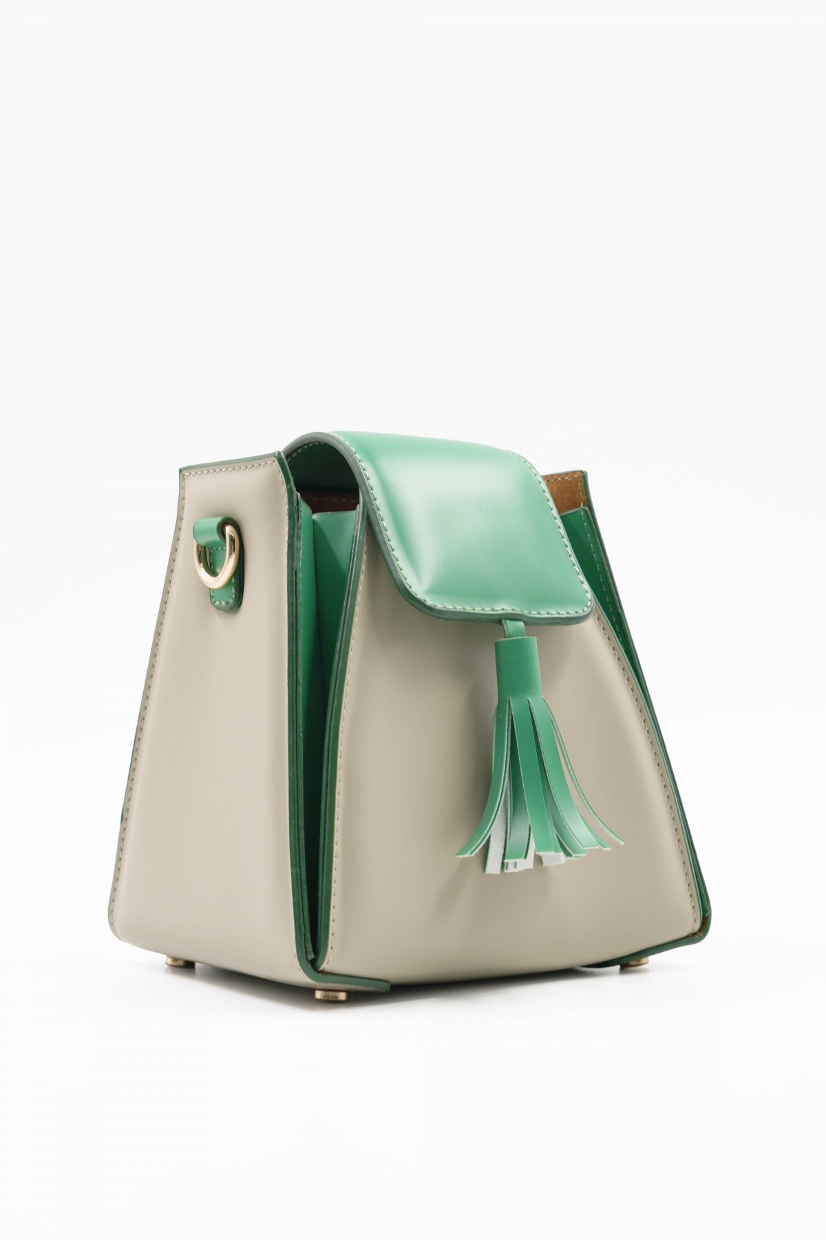 Pyramid Grass Green Women's Handbag with Ring Accessory Detail