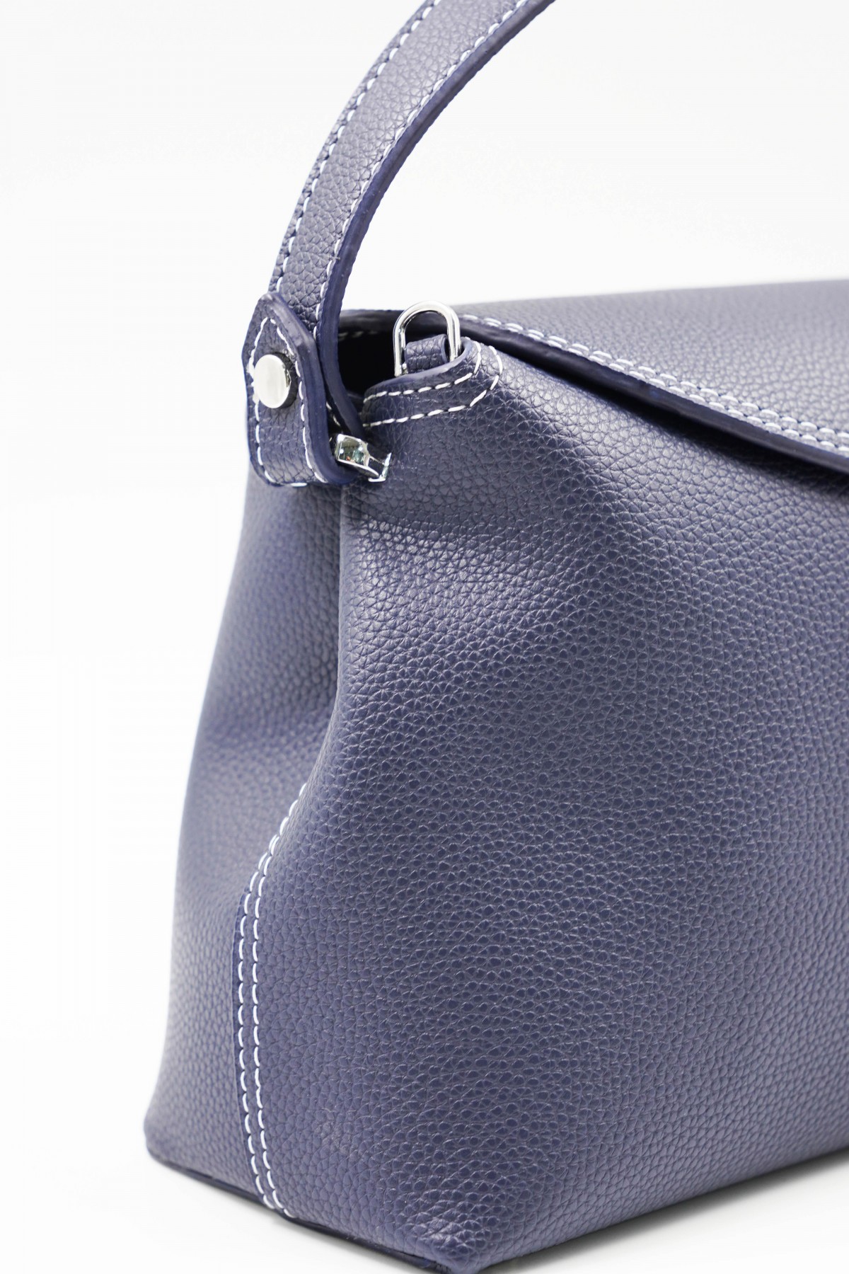 Rebeca Navy Blue Women's Handbag with Stitching Details
