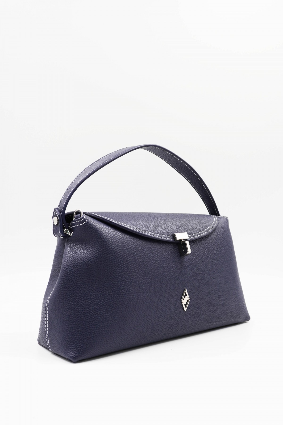 Rebeca Navy Blue Women's Handbag with Stitching Details
