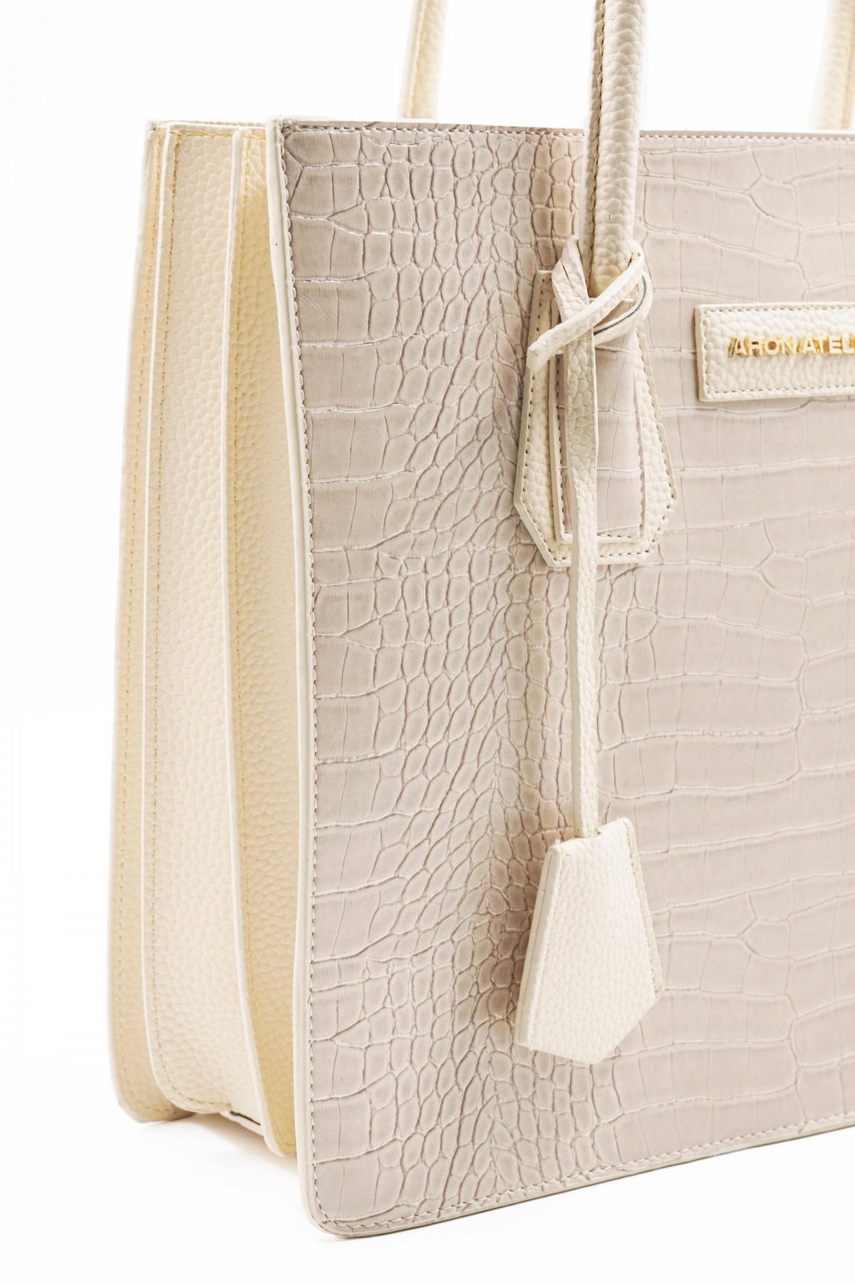 Natalia Beige Crocodile Detailed Women's Shoulder Bag