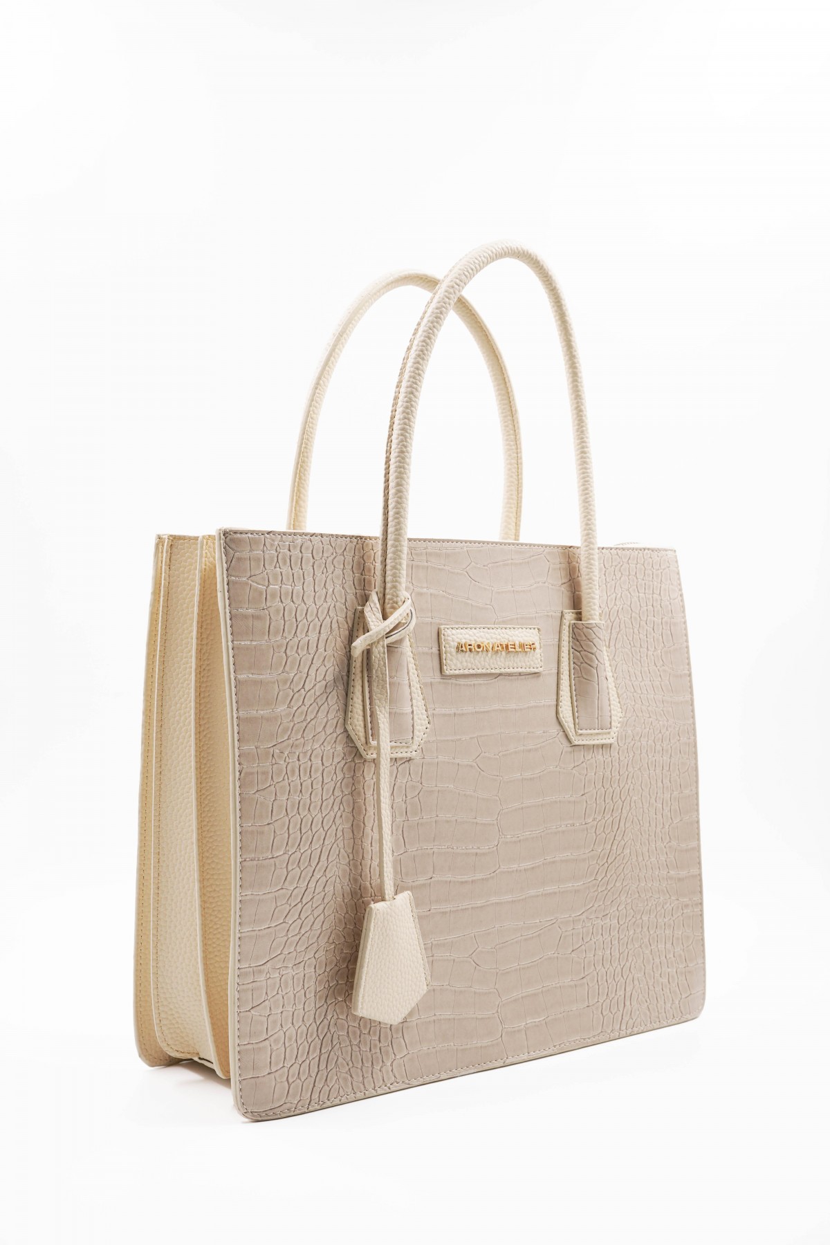 Natalia Beige Crocodile Detailed Women's Shoulder Bag