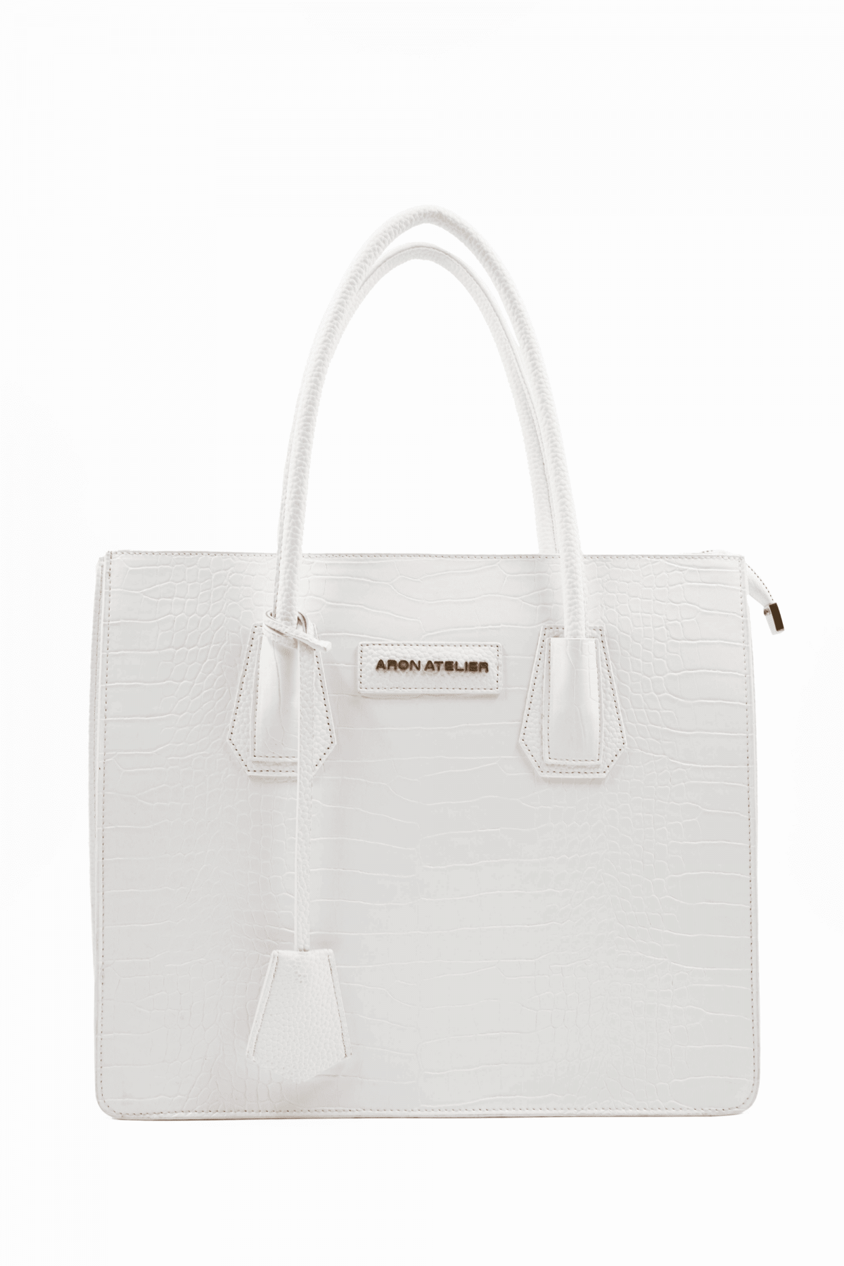 Natalia White Crocodile Detailed Women's Shoulder Bag