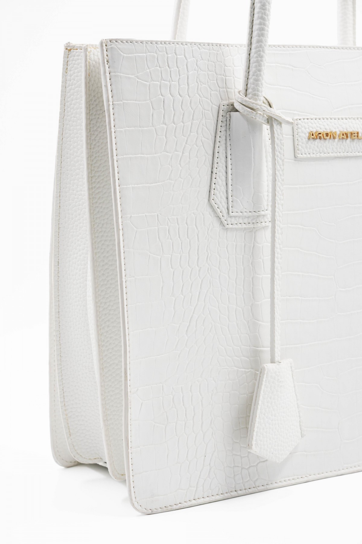 Natalia White Crocodile Detailed Women's Shoulder Bag