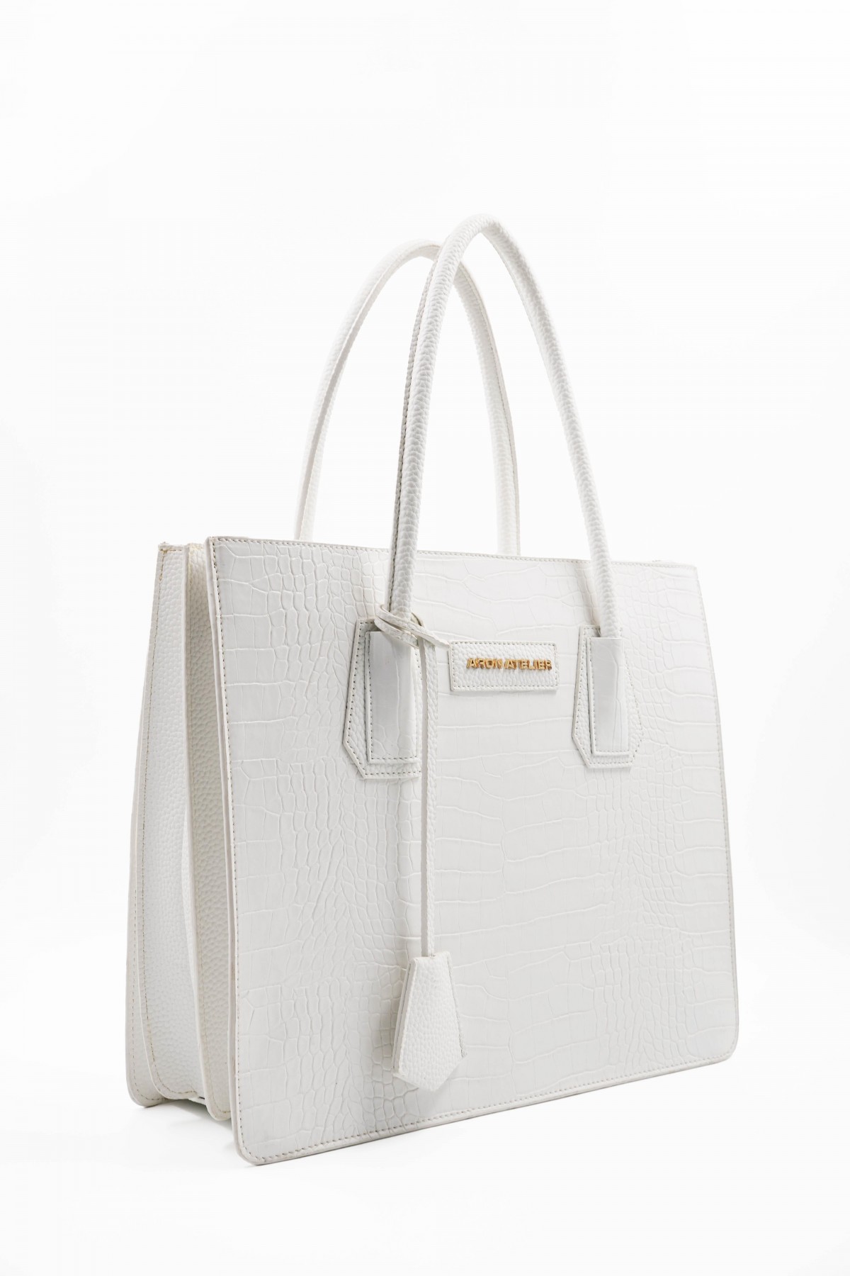 Natalia White Crocodile Detailed Women's Shoulder Bag