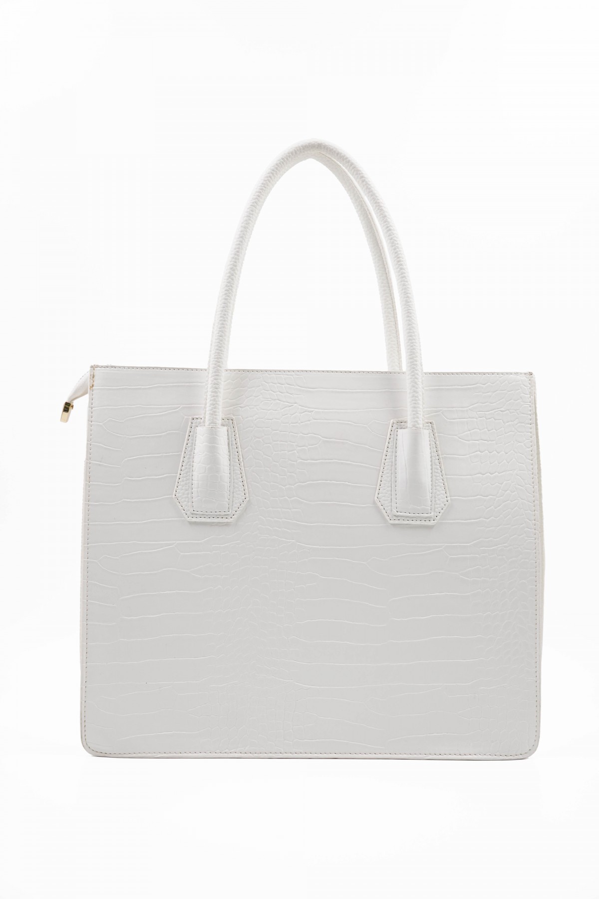 Natalia White Crocodile Detailed Women's Shoulder Bag