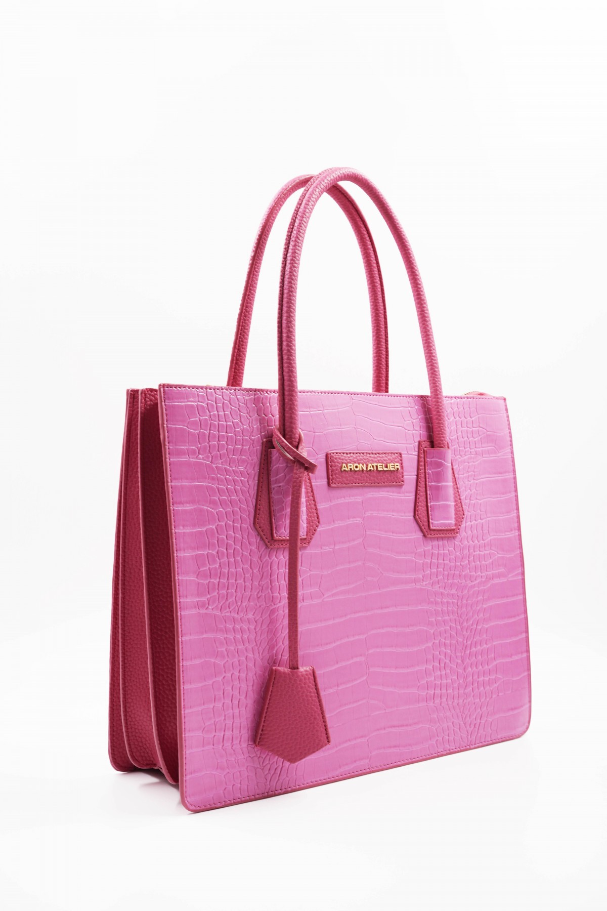 Natalia Fuchsia Crocodile Detailed Women's Shoulder Bag