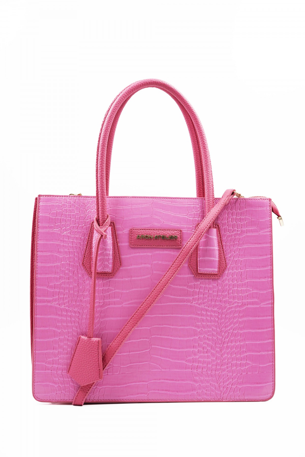 Natalia Fuchsia Crocodile Detailed Women's Shoulder Bag