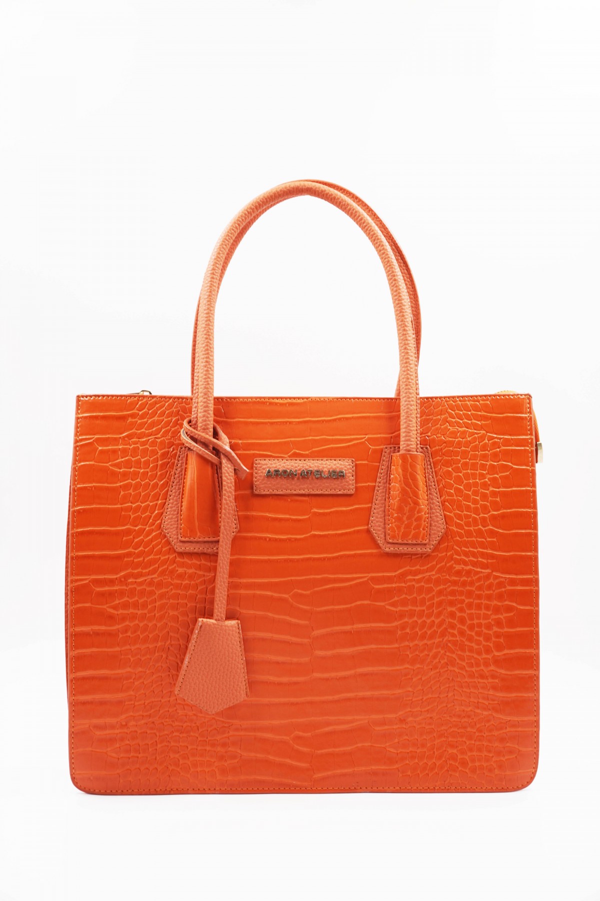 Natalia Orange Crocodile Detailed Women's Shoulder Bag
