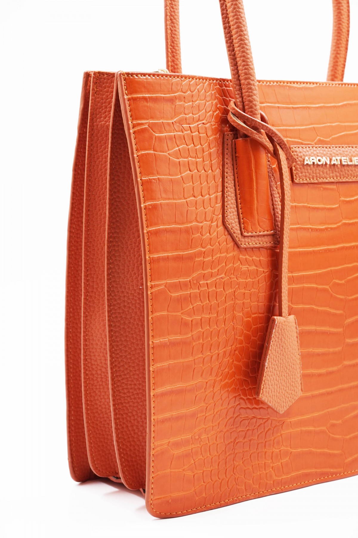 Natalia Orange Crocodile Detailed Women's Shoulder Bag