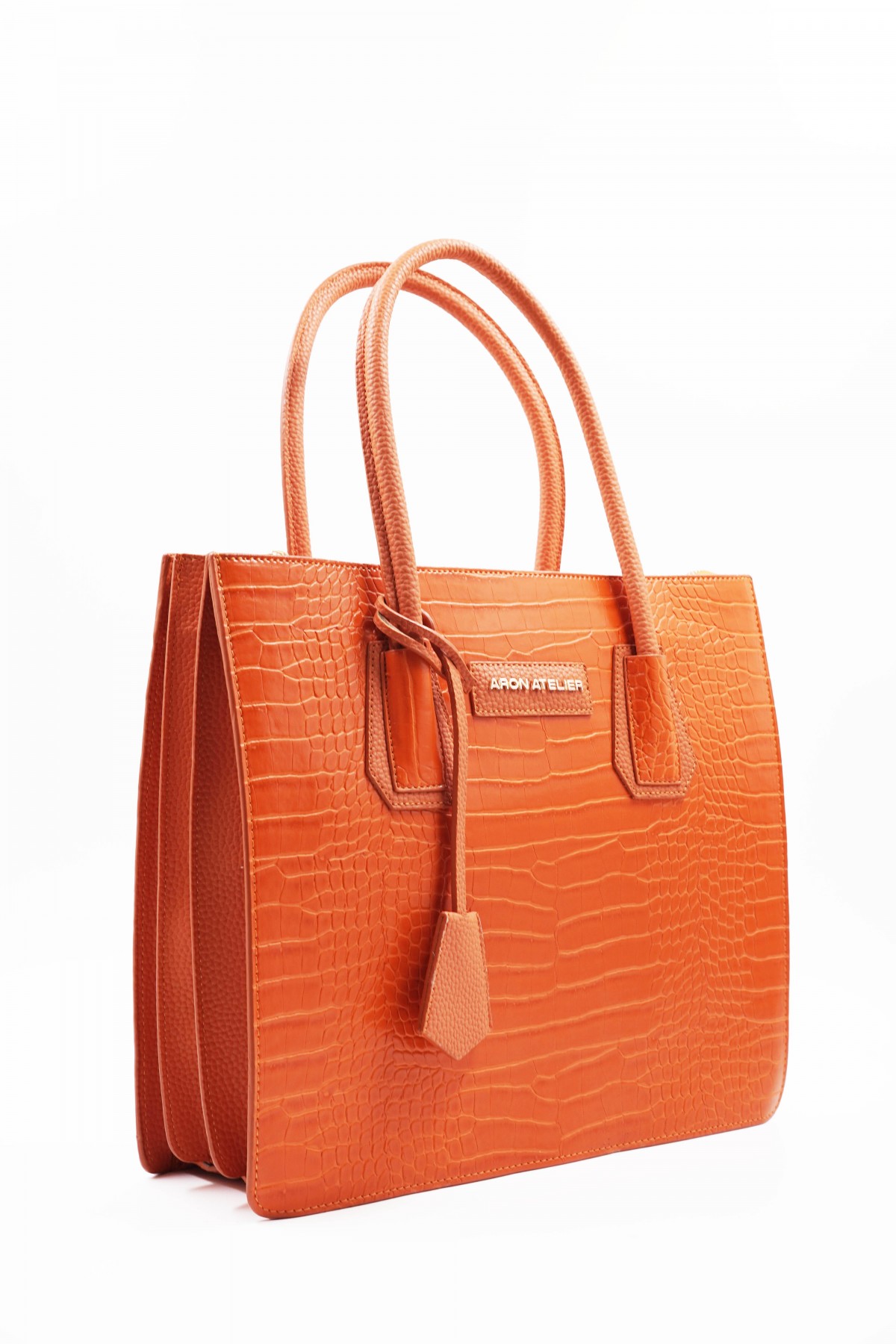 Natalia Orange Crocodile Detailed Women's Shoulder Bag