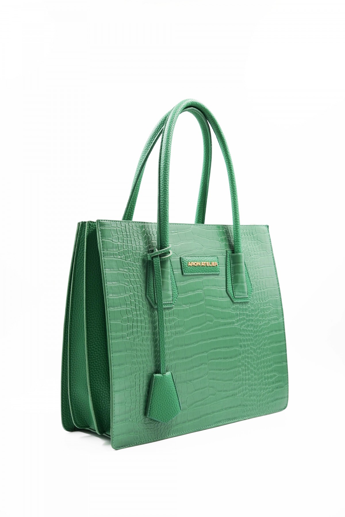 Natalia Grass Green Crocodile Detailed Women's Shoulder Bag