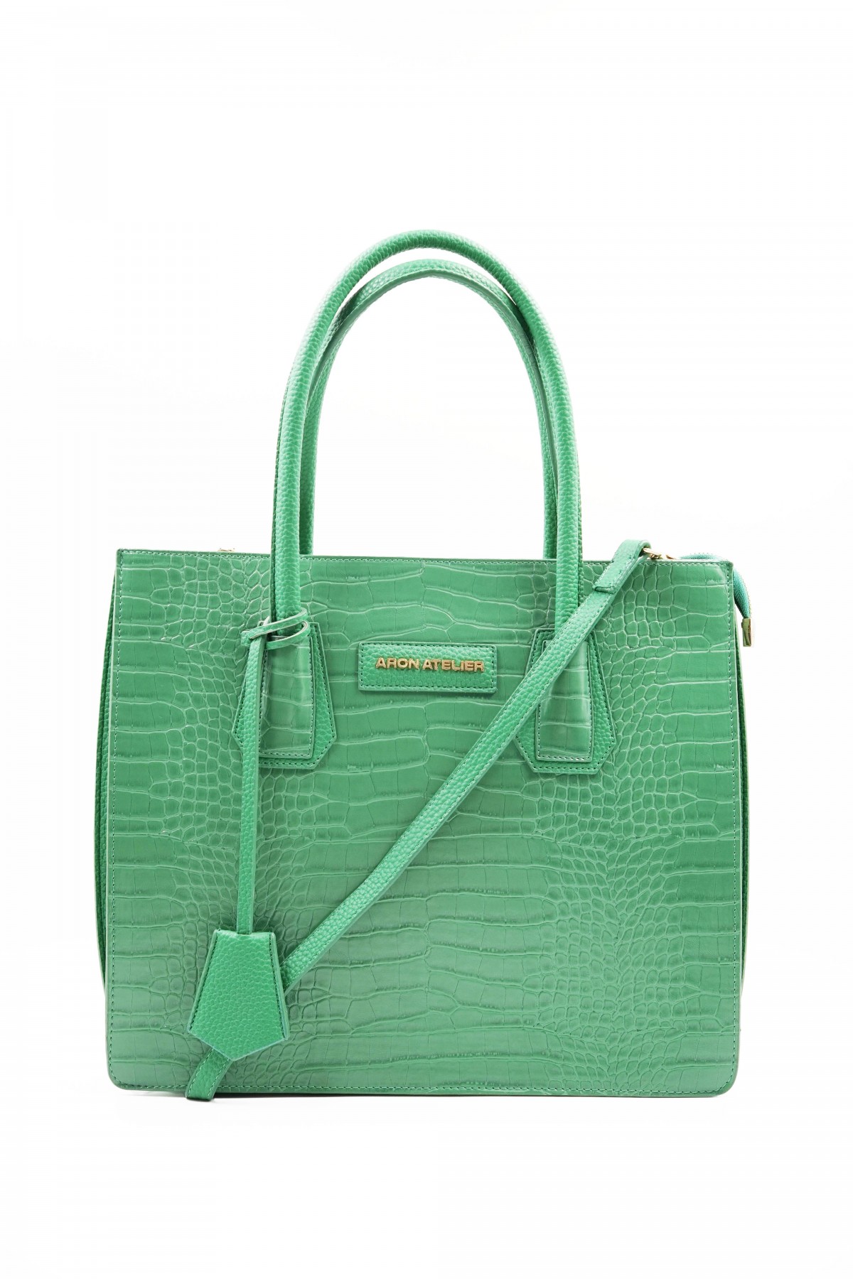 Natalia Grass Green Crocodile Detailed Women's Shoulder Bag