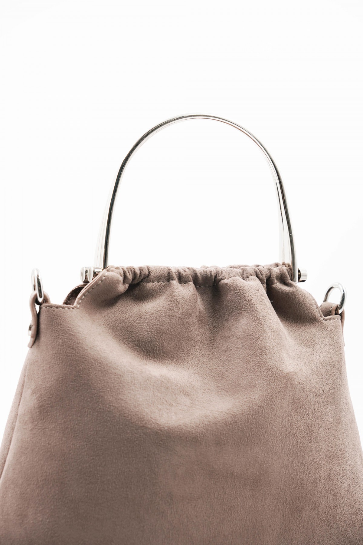 Caren Mink Suede Women's Hand and Shoulder Bag with Silver Accessory Detail