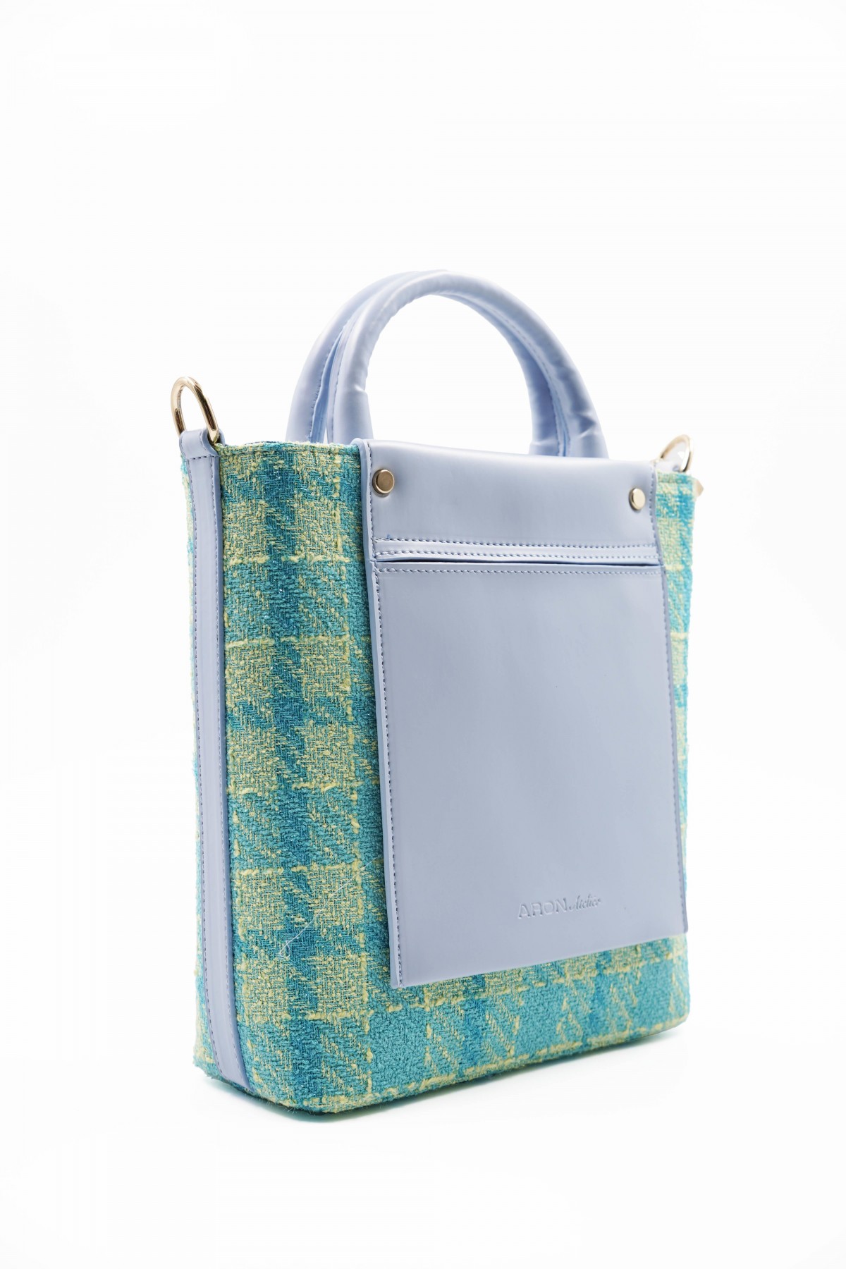 Valentina Special Edition Baby Blue Plaid Detail Women's Shoulder Bag