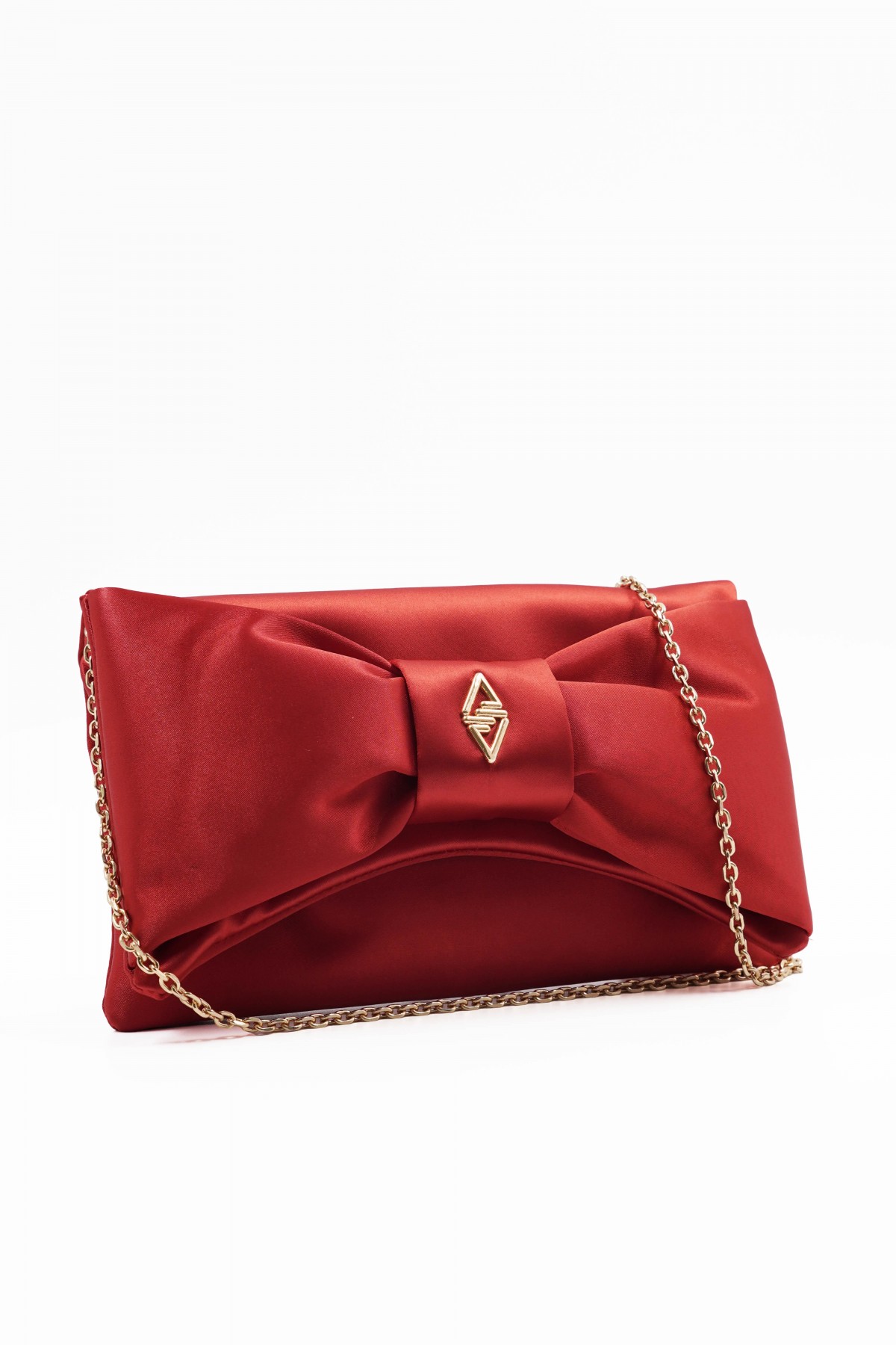 Yulia Red Satin Detailed Women's Hand and Shoulder Bag