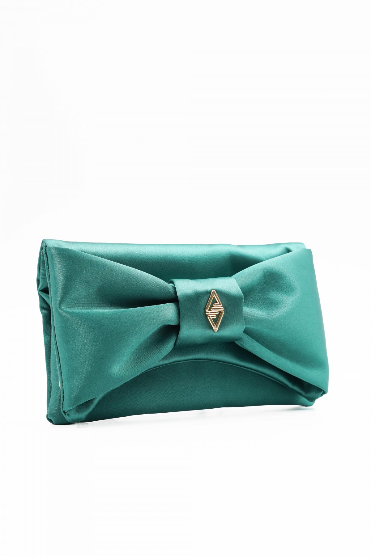 Yulia Green Satin Detailed Women's Hand and Shoulder Bag