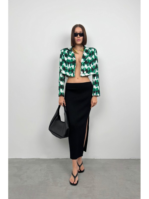 Patterned Crop Jacket 24S08012