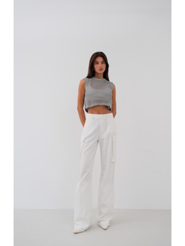 Openwork Crop Sweater 24S20001