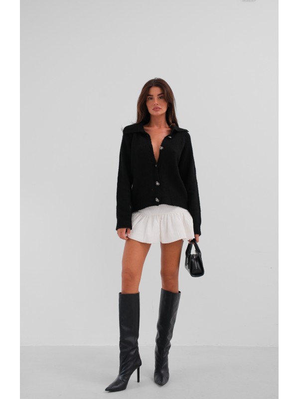 Stoned Bow Buttoned Knit Cardigan 24W21026