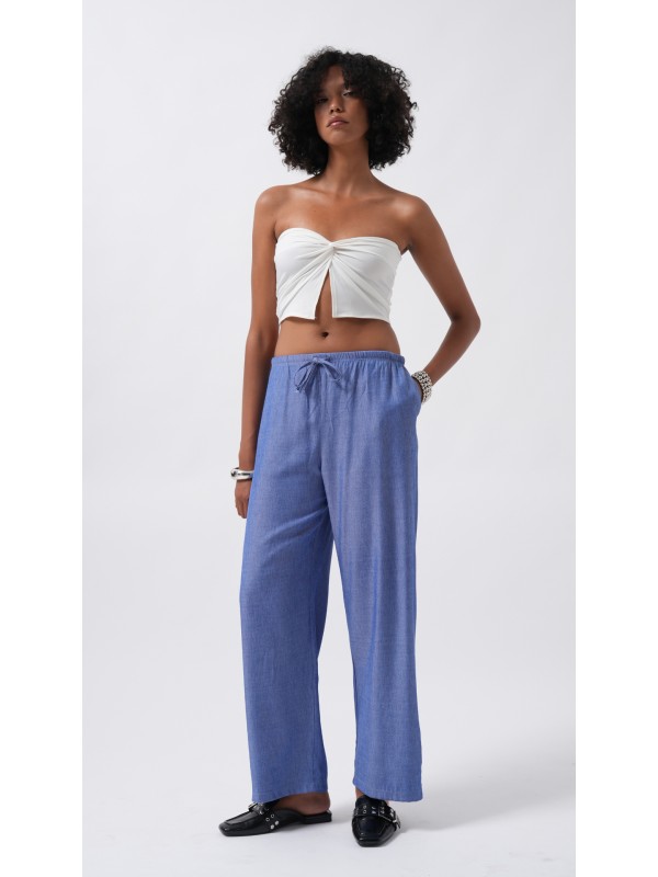 Thin Belted Lace Detail Trousers 52201043