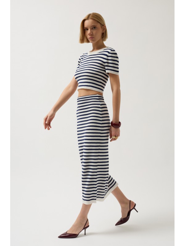 Striped Midi Textured Skirt 52202060