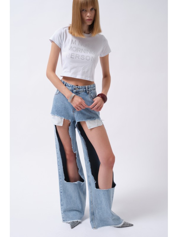 Laser Cut High Waist Jeans 52205042