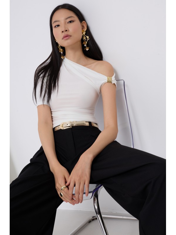 Accessory Detail Cutout Blouse 52215060