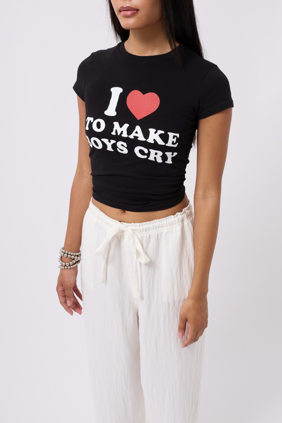 Boys Cry Baskılı Crop T-Shirt 52217056-Siyah