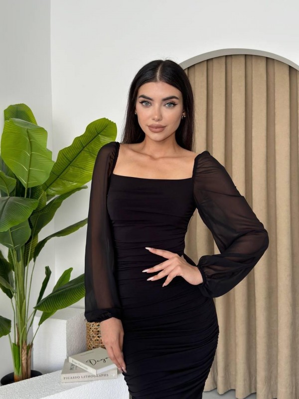 Engla Midi Elbise ETK-00153-siyah