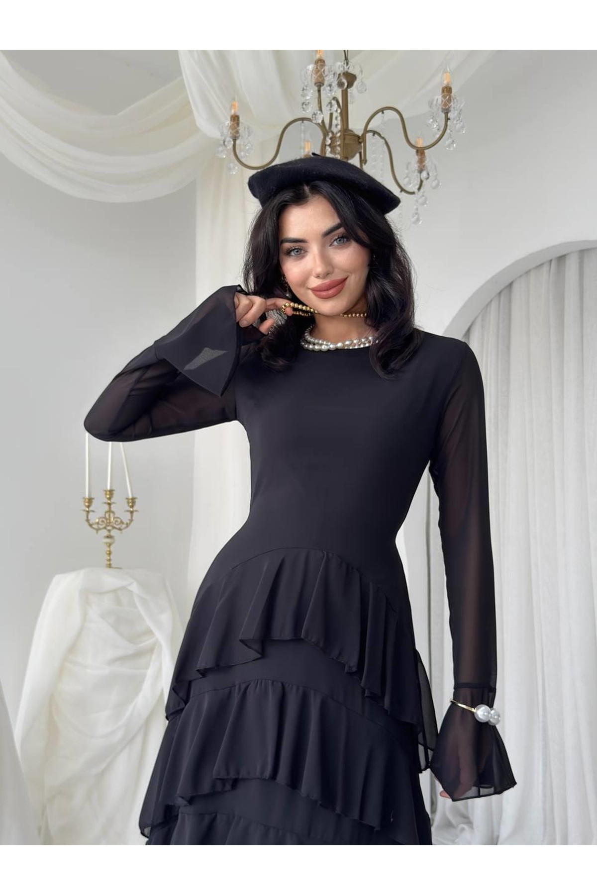 Ery Midi Elbise ETK-00769-siyah