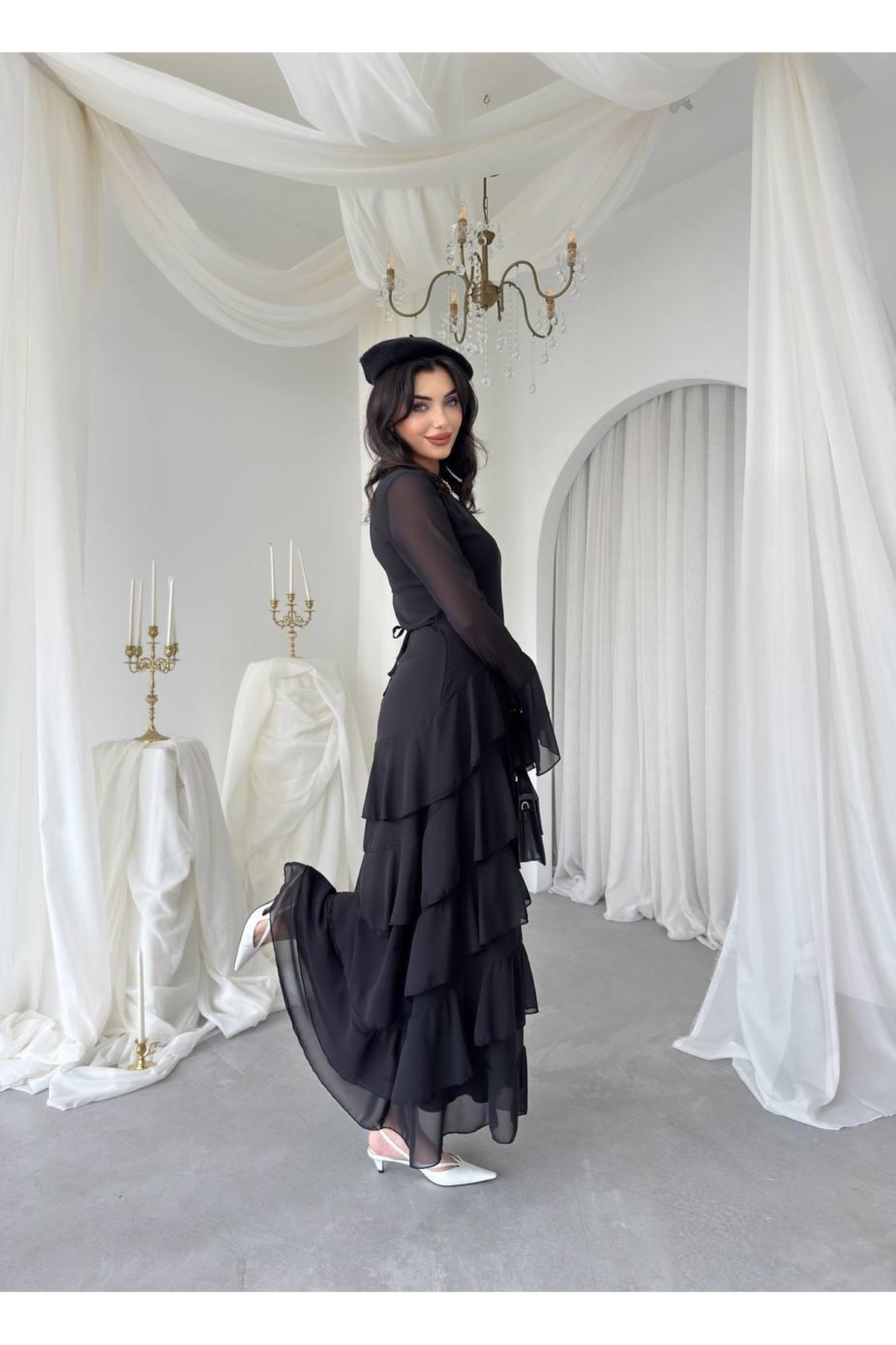 Ery Midi Elbise ETK-00769-siyah