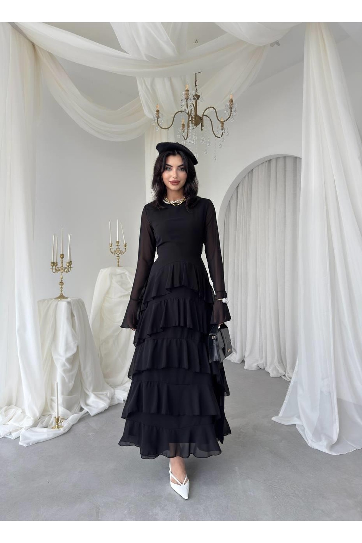 Ery Midi Elbise ETK-00769-siyah