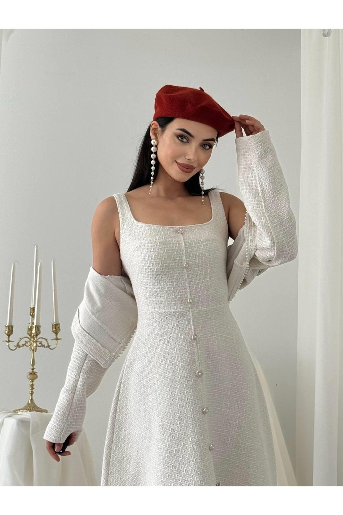 Adley Taşlı İkili Takım ETK-00770-beyaz
