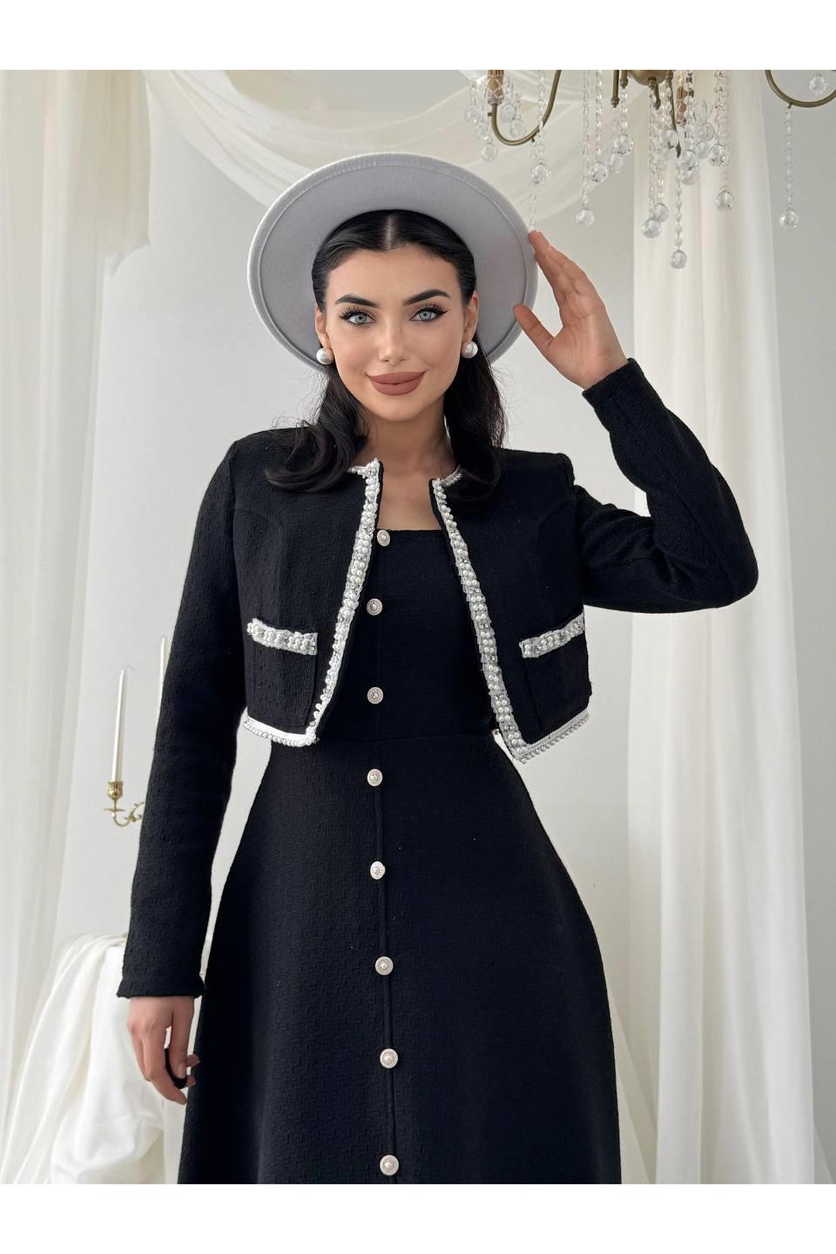 Adley Taşlı İkili Takım ETK-00770-siyah