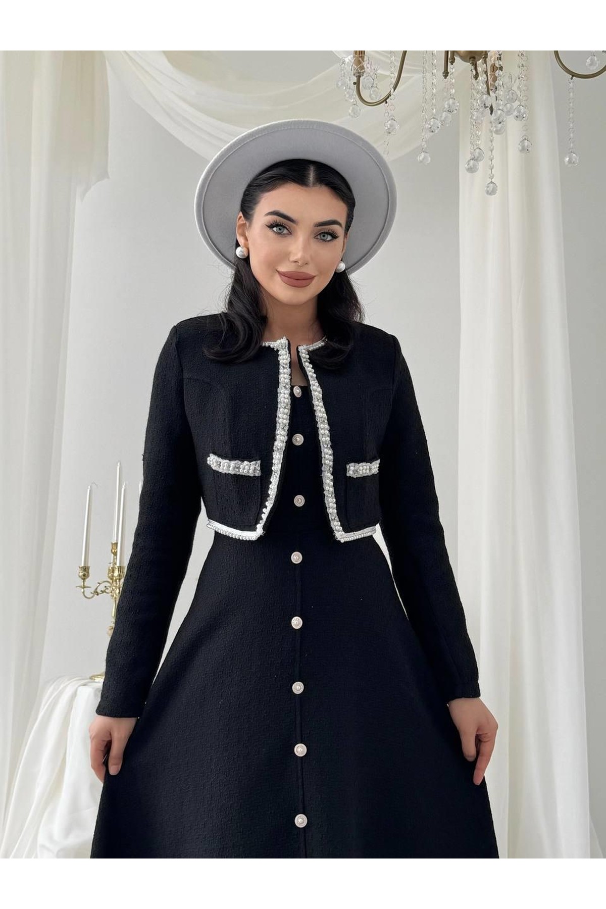 Adley Taşlı İkili Takım ETK-00770-siyah
