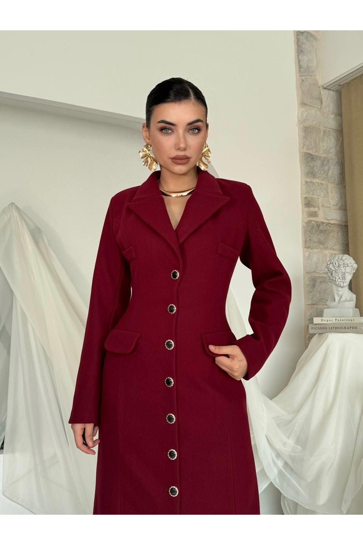 Marya Ceket Elbise ETK-00787-bordo