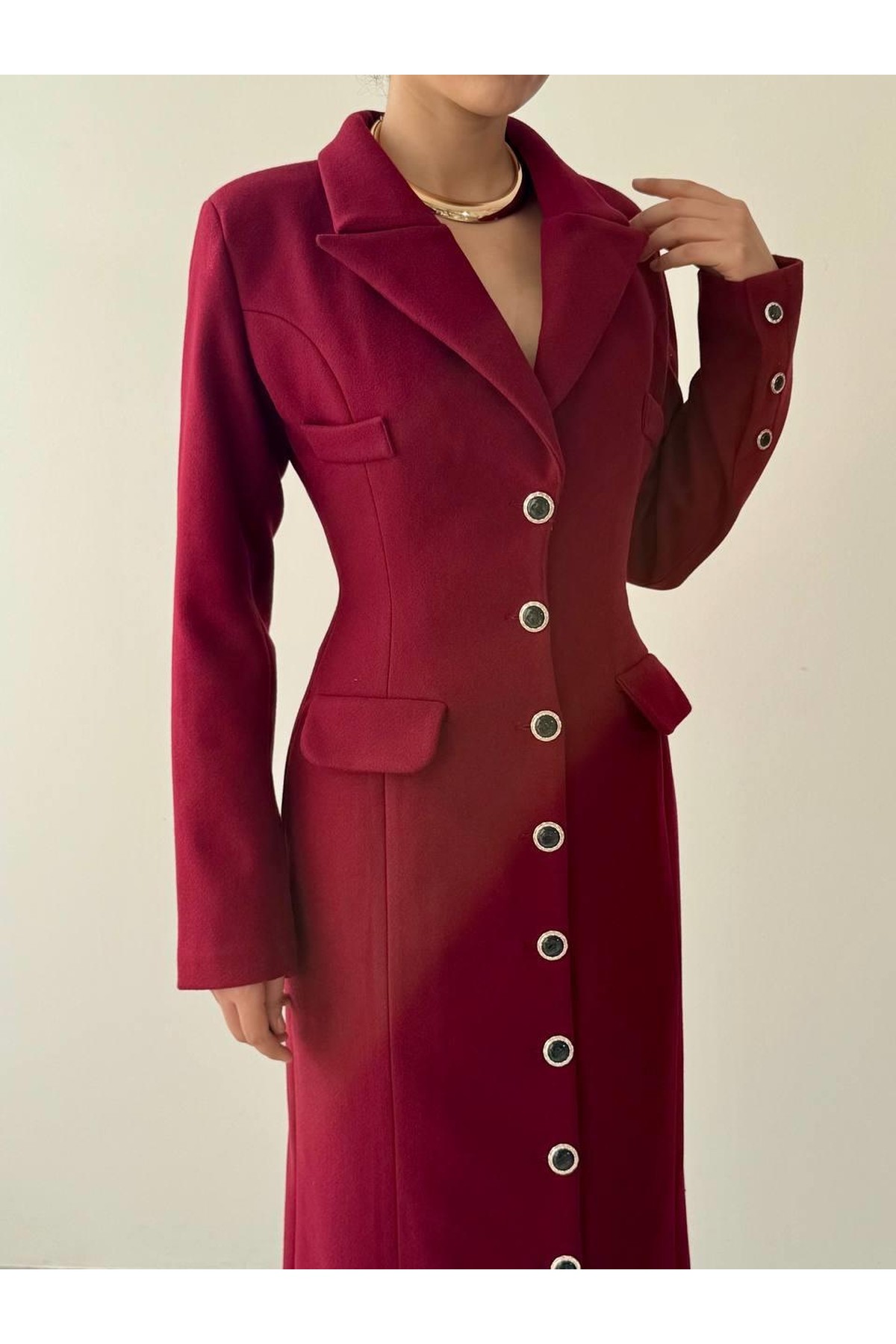Marya Ceket Elbise ETK-00787-bordo
