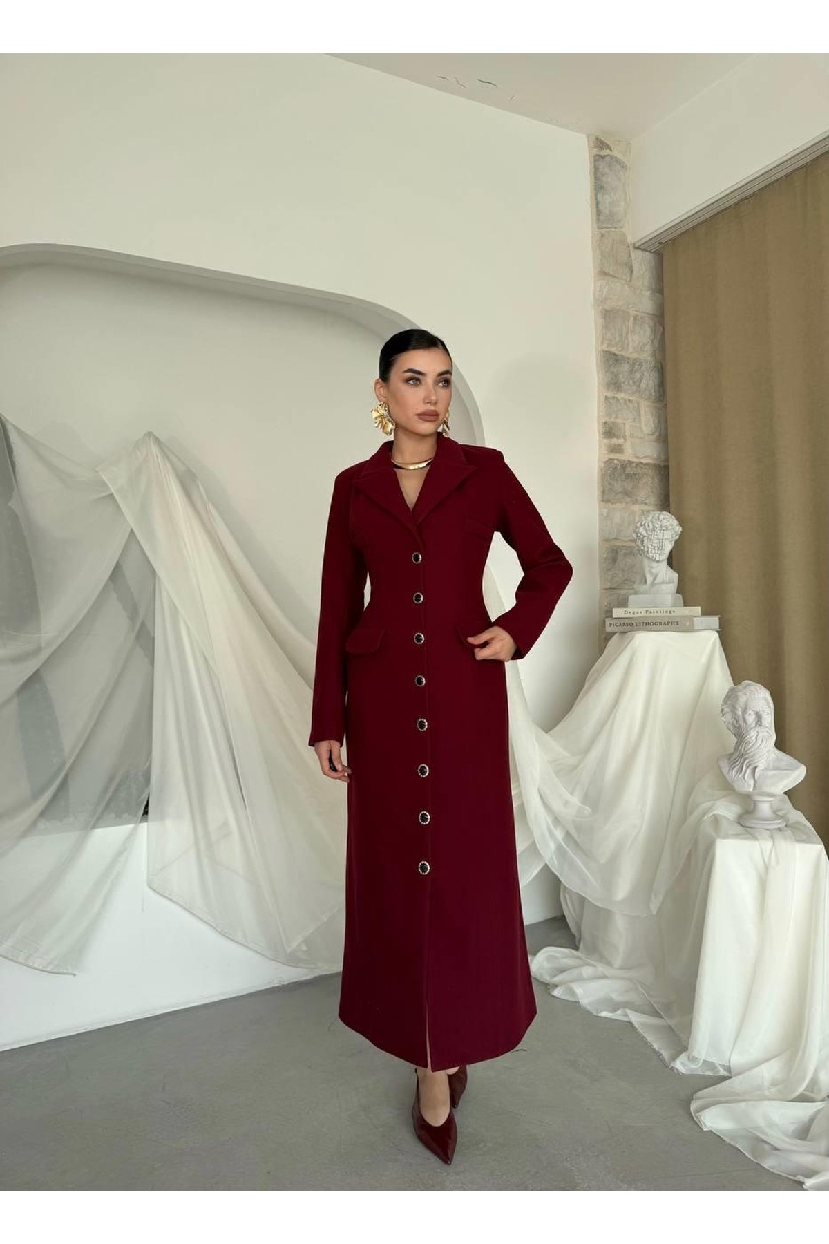 Marya Ceket Elbise ETK-00787-bordo