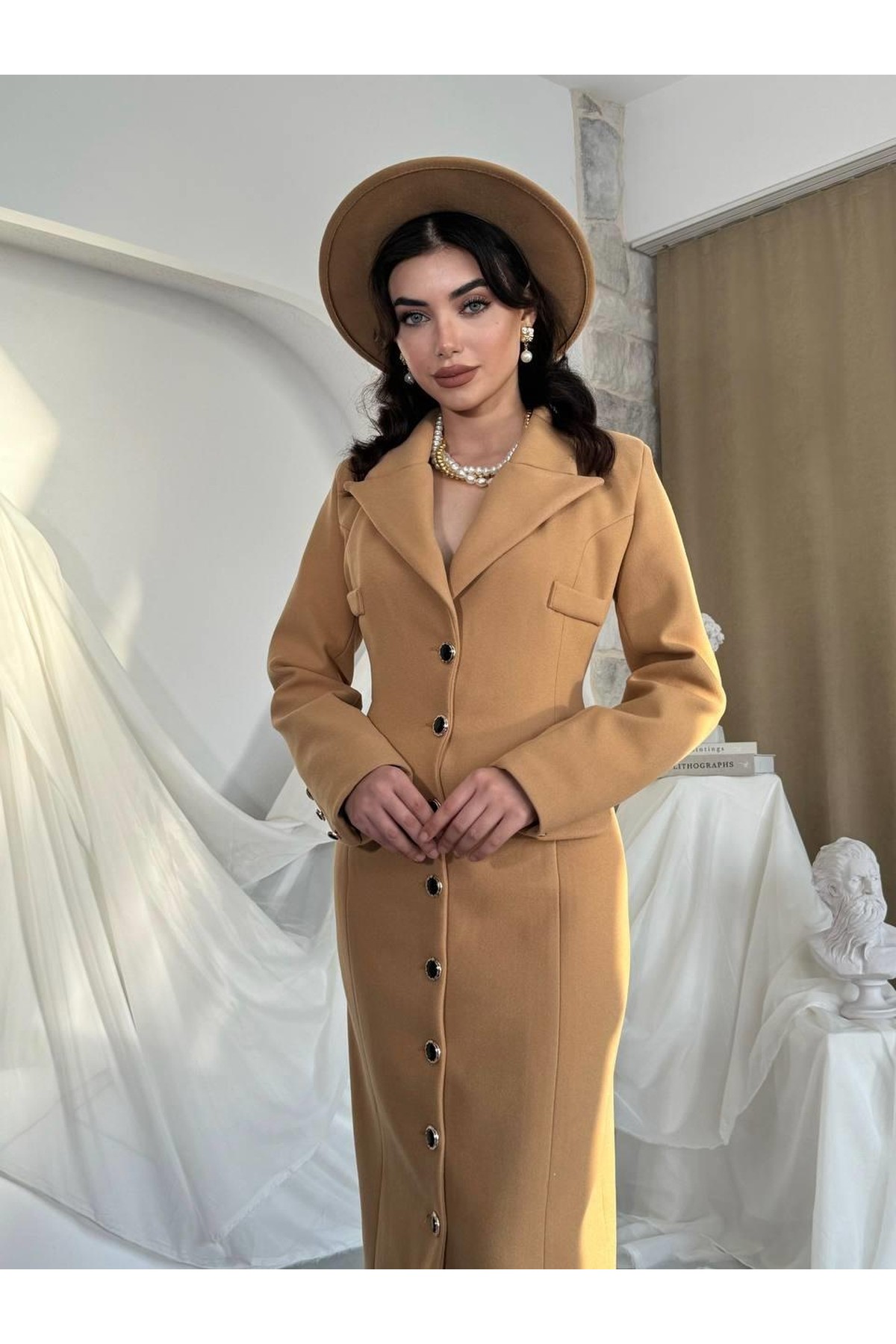 Marya Ceket Elbise ETK-00787-camel