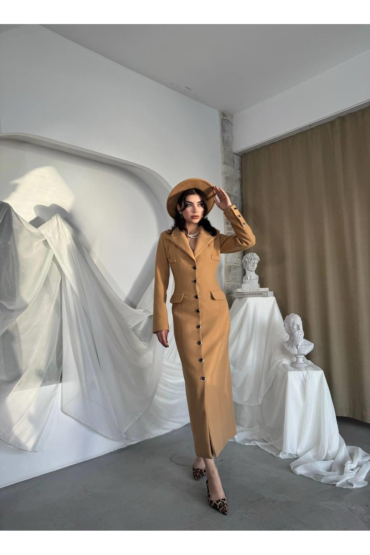 Marya Ceket Elbise ETK-00787-camel