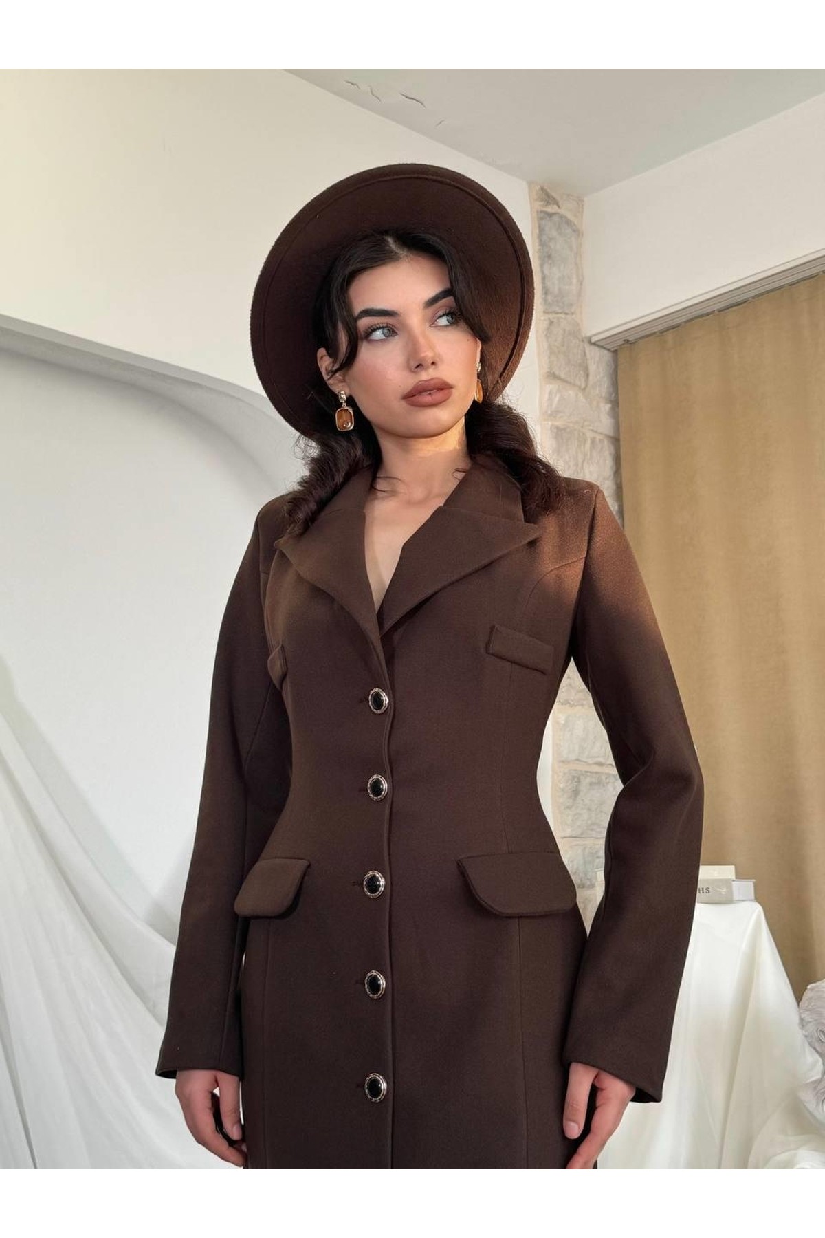 Marya Ceket Elbise ETK-00787-kahve