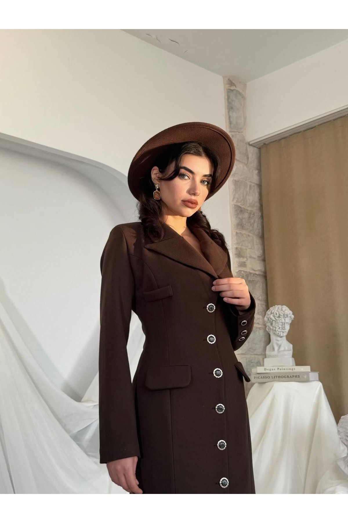 Marya Ceket Elbise ETK-00787-kahve